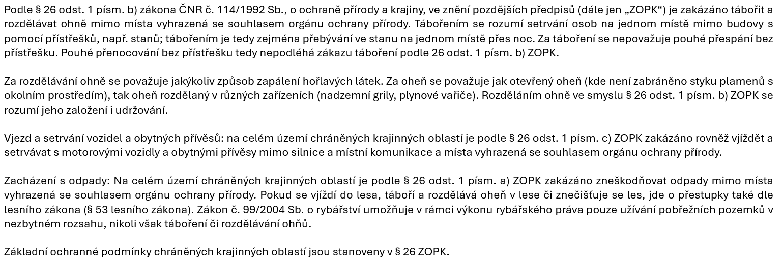 Podmínky v CHKO Šumava